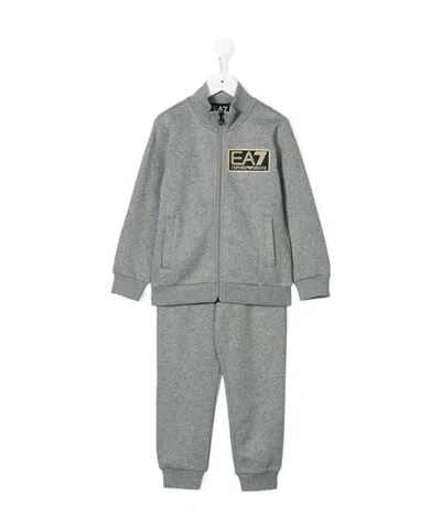 Ea7 Logo Details Sports Suit In Gray