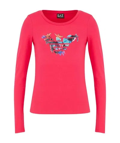 Ea7 Logo Details T-shirt In Red