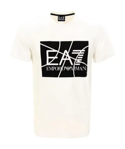Ea7 Logo Details T-shirt In White