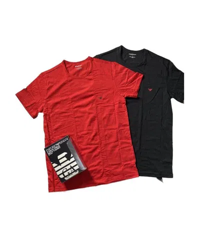 Ea7 Logo Details Two T-shirts In Red
