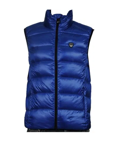Ea7 Logo Details Vest Down Jacket In Blue