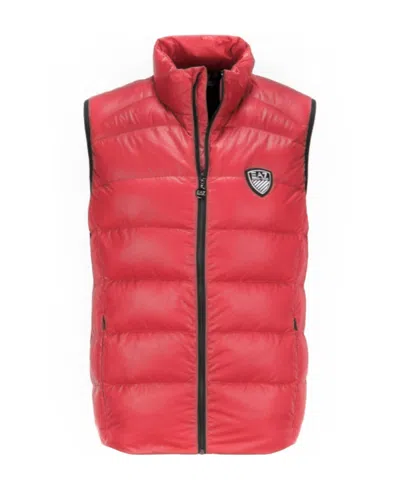 Ea7 Logo Details Vest Down Jacket In Red