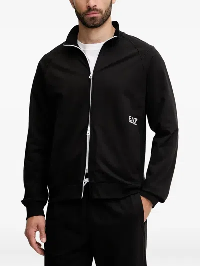 Ea7 Logo-detailzip-up Sweatshirt In Black