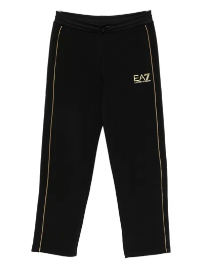Ea7 Logo Elastic Waistband Cuffs In Black