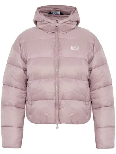 Ea7 Logo-embellished Puffer Jacket In Pink