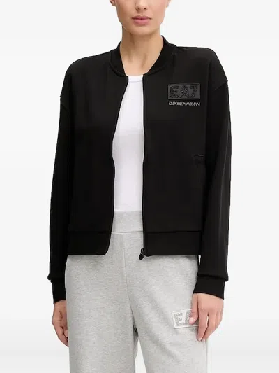 Ea7 -logo Embellished Sweatshirt In Black