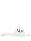Ea7 Logo-embossed Faux-leather Slides In White