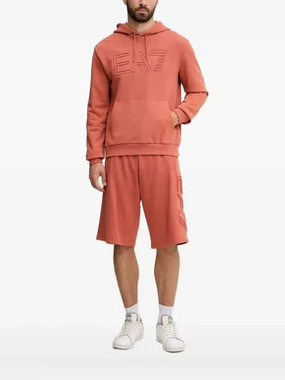 Ea7 Logo-embossed Hoodie In Orange