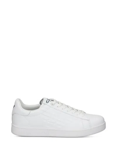 Ea7 Logo-embossed Low-top Sneakers In White