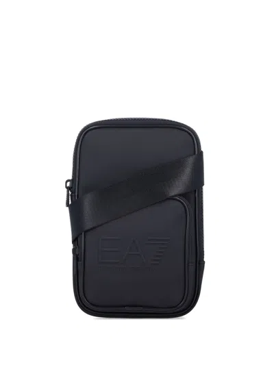 Ea7 Logo-embossed Shoulder Bag In Midnight Blue
