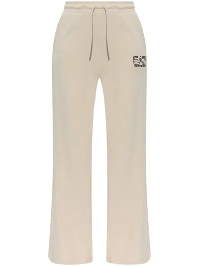Ea7 Logo-embossed Sweatpants In Neutrals
