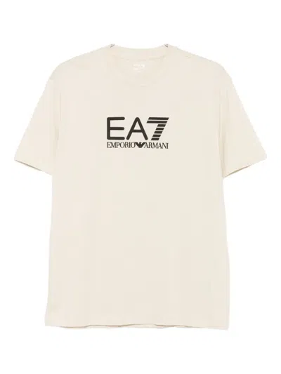 Ea7 Logo-embossed T-shirt In Brown