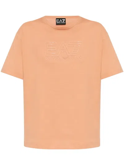 Ea7 Logo-embossed T-shirt In Pink