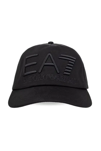 Ea7 Logo Embroidered Baseball Cap In Black 1
