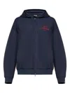 Ea7 Club House Stretch-cotton Interlock Zip-up Sweatshirt In Blau
