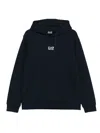Ea7 Logo-embroidered Hoodie In Blue