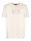 Ea7 Logo-embroidered T-shirt In Neutral