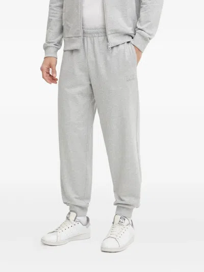 Ea7 Logo-embroidered Zip-up Track Pants In Gray