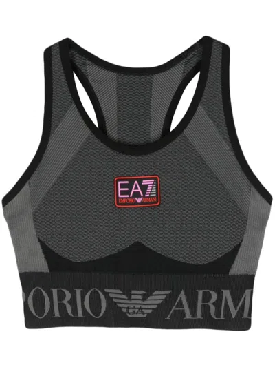 Ea7 Logo-patch Sports Bra In Black