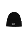 Ea7 Logo-patch Wool-blend Beanie In Black