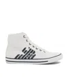 Ea7 Logo High-top Casual Sneakers In White