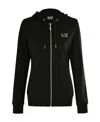 Ea7 Logo Hooded Casual Coat In Black