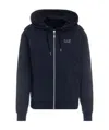 Ea7 Logo Hooded Casual Jacket In Black
