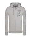 Ea7 Logo Hooded Casual Jacket In Gray