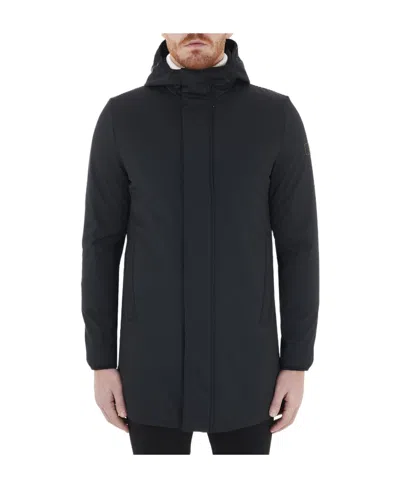 Ea7 Logo Hooded Cotton-padded Jacket In Black
