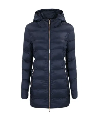 Ea7 Logo Hooded Down Jacket In Black