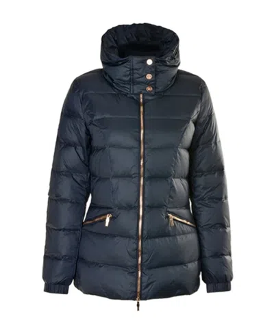 Ea7 Logo Hooded Down Jacket In Black