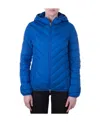 Ea7 Logo Hooded Down Jacket In Blue