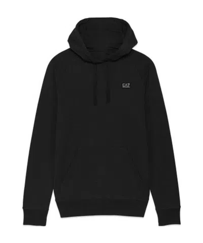 Ea7 Logo Hooded Sweater In Black