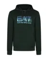 Ea7 Logo Hooded Sweater In Black