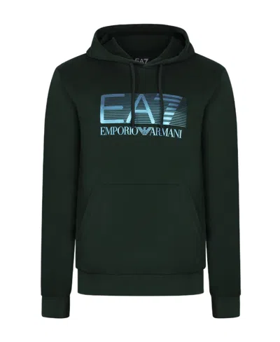Ea7 Logo Hooded Sweater In Black