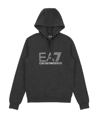 Ea7 Logo Hooded Sweater In Black