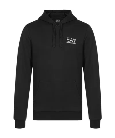 Ea7 Logo Hooded Sweater In Black