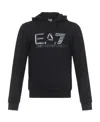 Ea7 Logo Hooded Sweater In Black