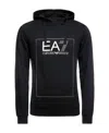 Ea7 Logo Hooded Sweater In Black
