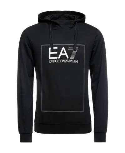 Ea7 Logo Hooded Sweater In Black