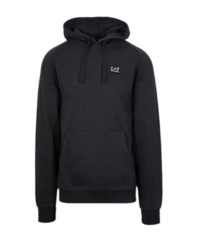 Ea7 Logo Hooded Sweater In Black