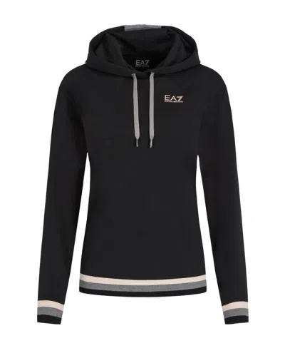 Ea7 Logo Hooded Sweater In Black