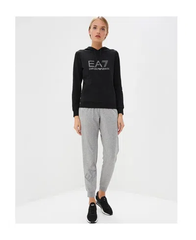 Ea7 Logo Hooded Sweater In Black