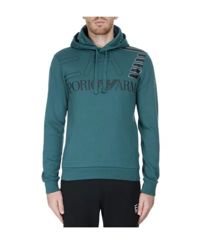 Ea7 Logo Hooded Sweater In Blue