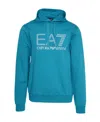 Ea7 Logo Hooded Sweater In Blue