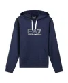 Ea7 Logo Hooded Sweater In Blue