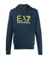 Ea7 Logo Hooded Sweater In Blue