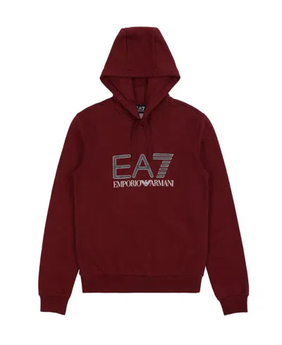 Ea7 Logo Hooded Sweater In Brown