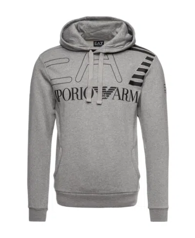 Ea7 Logo Hooded Sweater In Gray