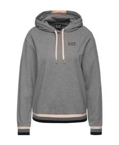 Ea7 Logo Hooded Sweater In Gray
